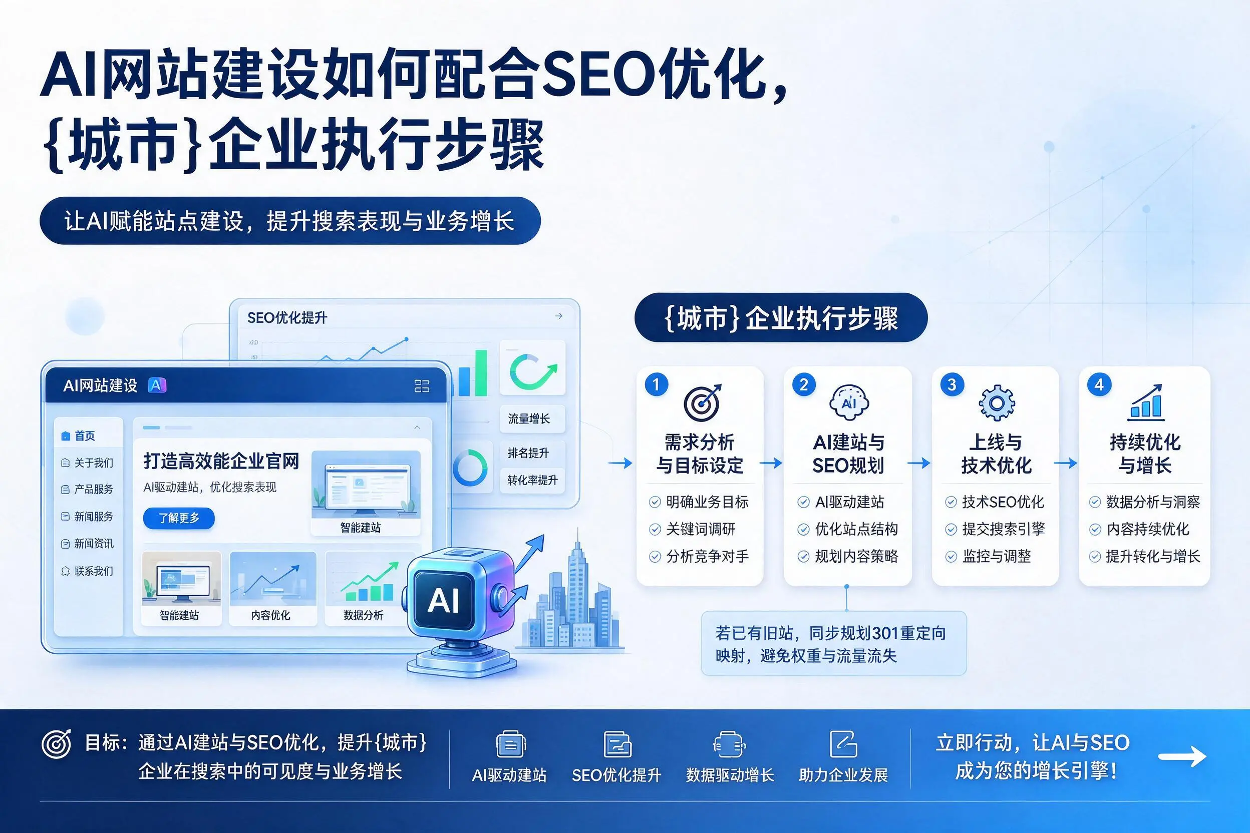 AI网站建设如何配合SEO优化,白银企业执行步骤