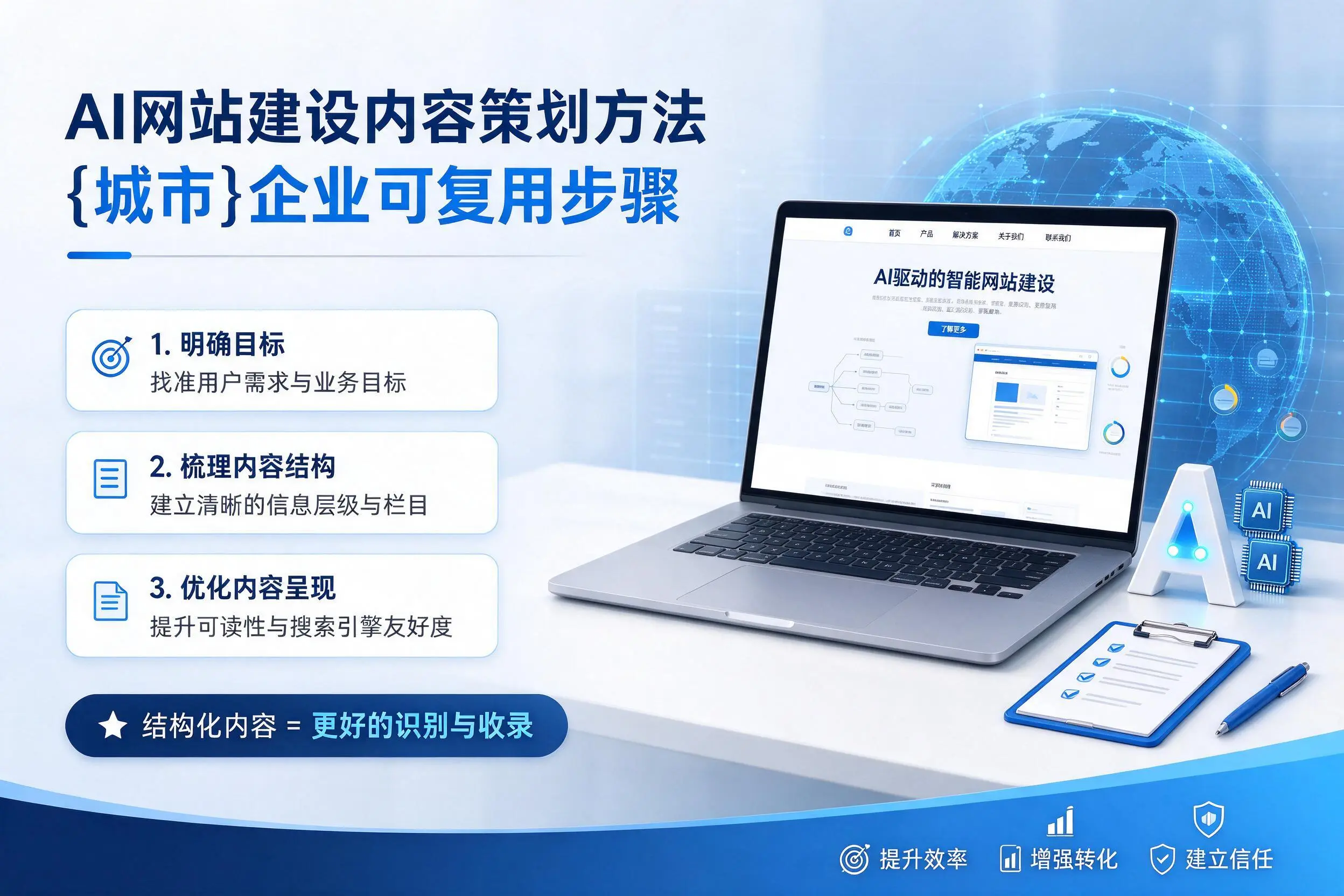 AI网站建设内容策划方法,白银企业可复用步骤